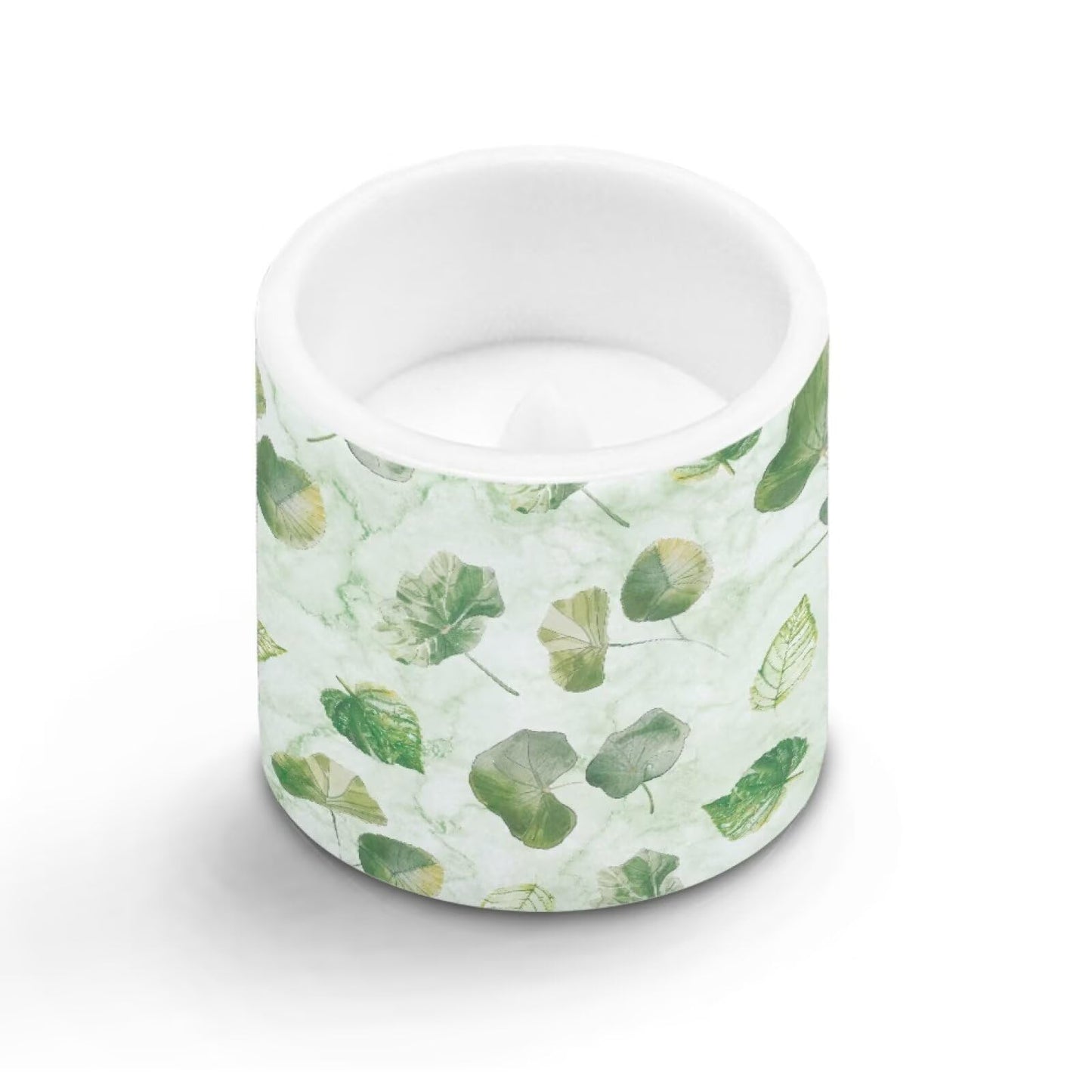 NETILGEN Green Leaf 3 inch Flameless LED Candles with Remote Timer Set of 4 Home Decorative Realistic Flickering Flameless Candles with Battery Powered