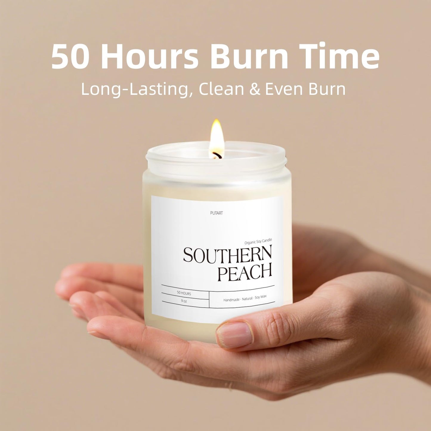 Putart Peach Scented Candles for Home, 9oz Natural Soy Wax Aromatherapy Organic Peach Candle for Stress Relief, Long Burning & Lasting Jar Candle Gifts for Halloween, Birthday, Christmas, Thanksgiving