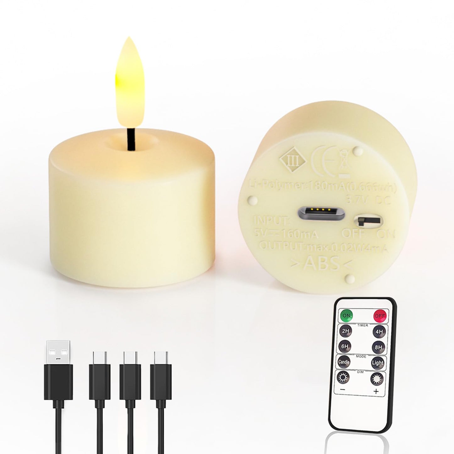 Ntewidbroansa Flameless Rechargeable Tea Lights with Remote Timer - LED Electric Candles Realistic Flickering for Valentines Decoration&Home Decor, Wedding Table, 6-Pack (Φ 1-1/2''×H 2'')