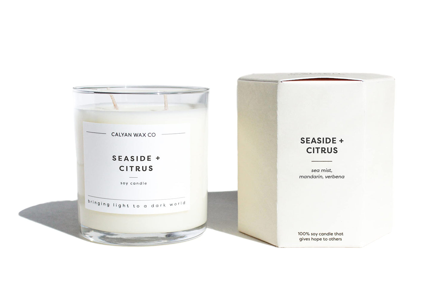 Calyan Wax Co. Seaside & Citrus 2 Wick Scented Candle - 37 Hour Burn - Luxury Clean Soy Wax Candles - Long Lasting Large Glass Jar Candle for Home - 8.8oz