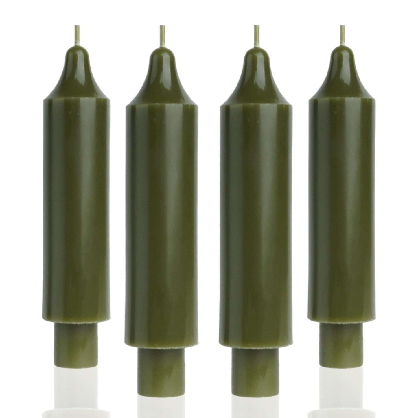 Olive Short Taper Candle SticksDripless Dinner Candle for Wedding Party Decoration Home Dinner,6.5inch,4 Pack