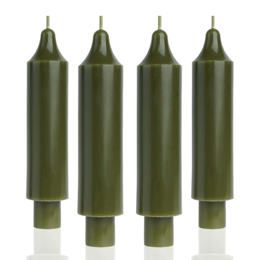 Olive Short Taper Candle SticksDripless Dinner Candle for Wedding Party Decoration Home Dinner,6.5inch,4 Pack