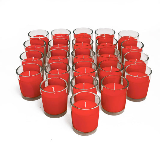 Simply Soson Scented Votive Candles, Bulk Set of 24 Red Spicy Cinnamon Clove Scented Candles Bulk, Fall Votive Candles Scented in Glass, 10 Hours Burn, for Holiday Christmas & Home Decoration