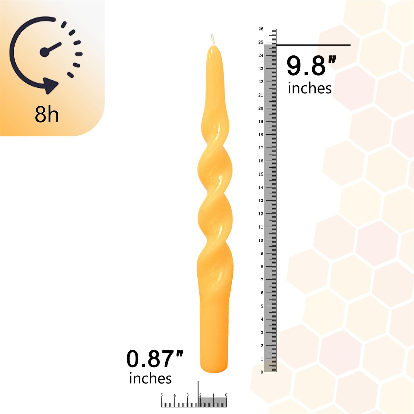 Gedengni Beeswax Taper Candle Spiral Candlesticks,7inch Natural Bees Wax Candles Smokeless Tapered Candle for Home Meditation for Home Meditation Prayer Dinner Decor,2pcs 1D-BEE