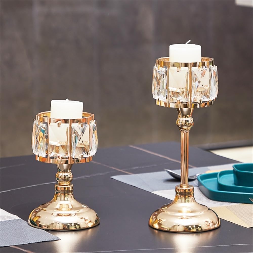 Candlestick Holders Simple Iron Glass Candlestick Modern Table Decoration Ornaments Candle Holder Candle Holders(Silver,Small)