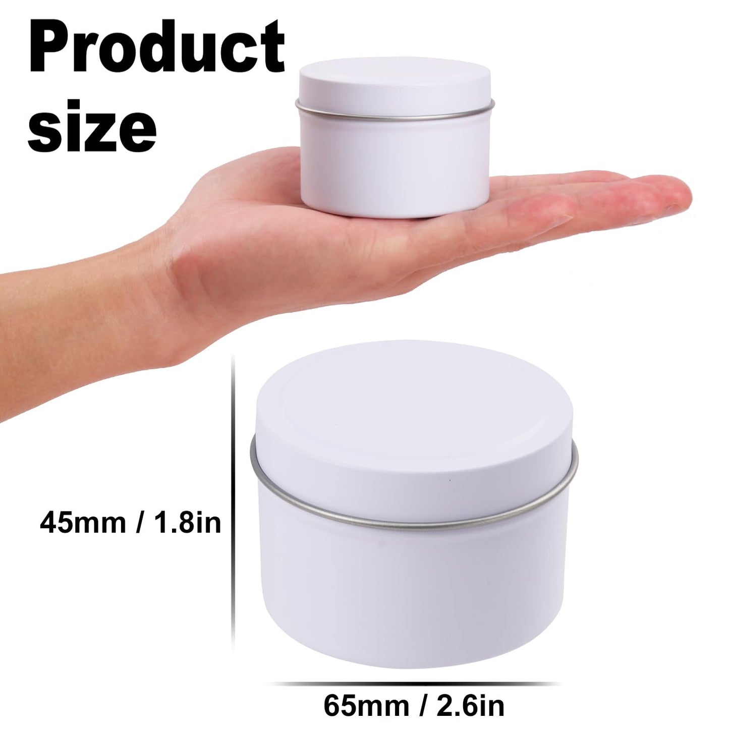 Biugaaufai 48 Pack 4 oz White Metal Candle Tins with Lids, Round, 4 oz Capacity, Cylindrical, DIY Candle Making and Storage