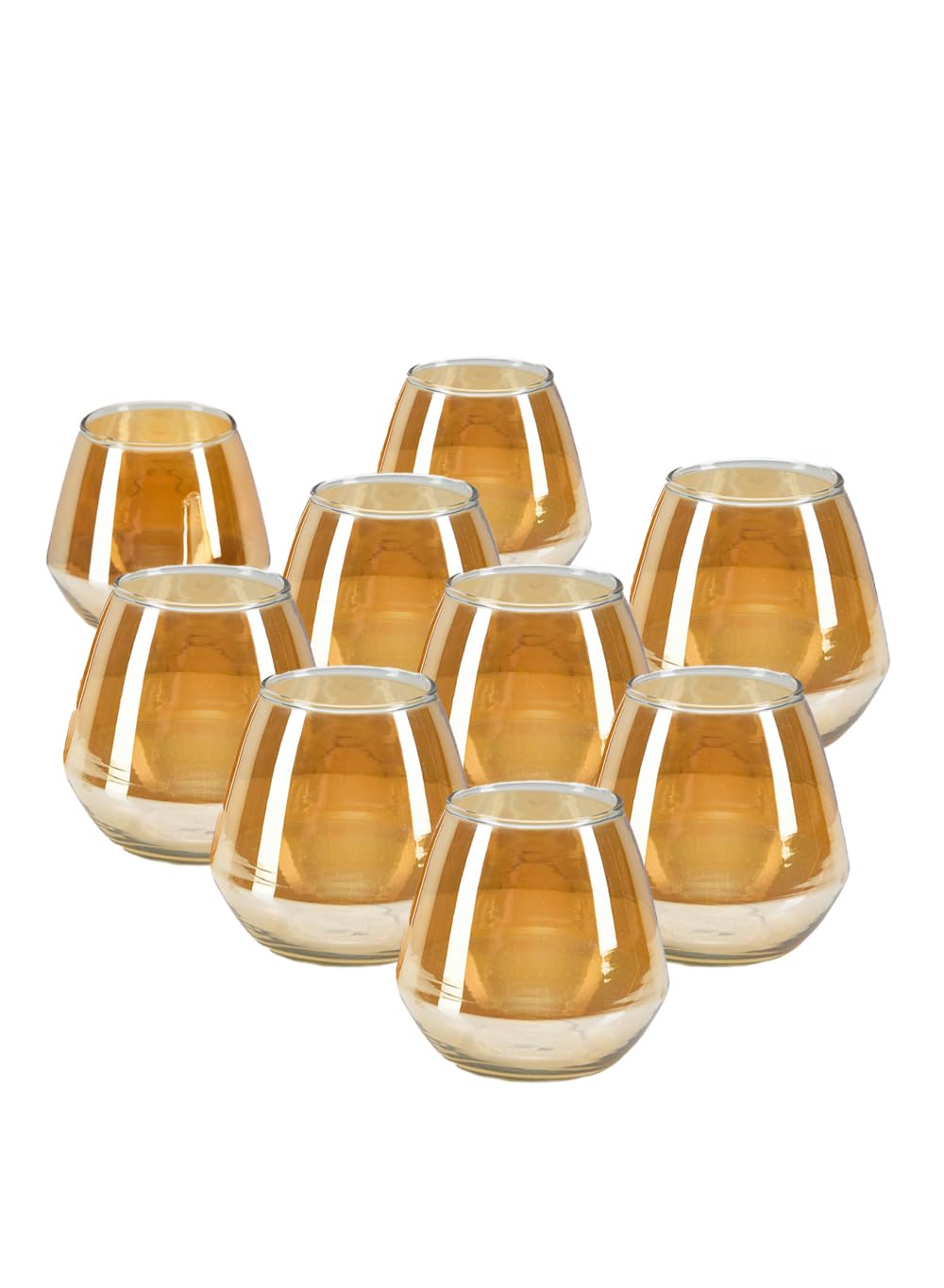 Serene Spaces Living Set of 24 Amber Flower Modern Glass Vase for Wedding, Home Decor, Living Room, Kitchen, Table Decorative Tealight Holder Centerpiece