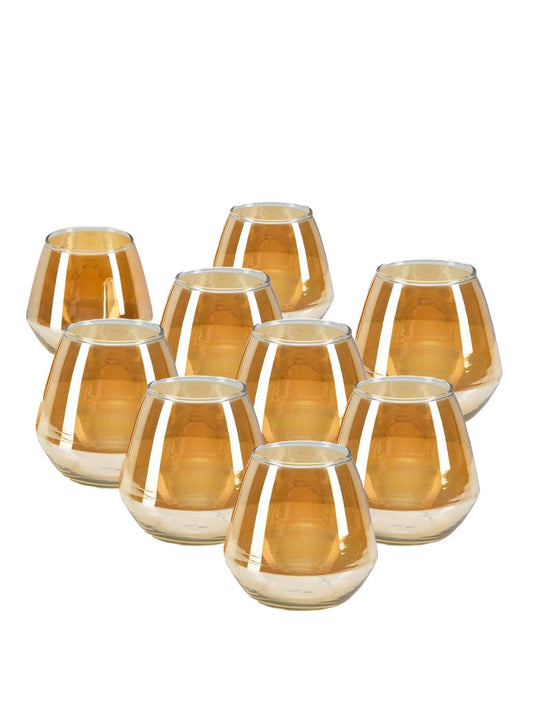 Serene Spaces Living Set of 24 Amber Flower Modern Glass Vase for Wedding, Home Decor, Living Room, Kitchen, Table Decorative Tealight Holder Centerpiece