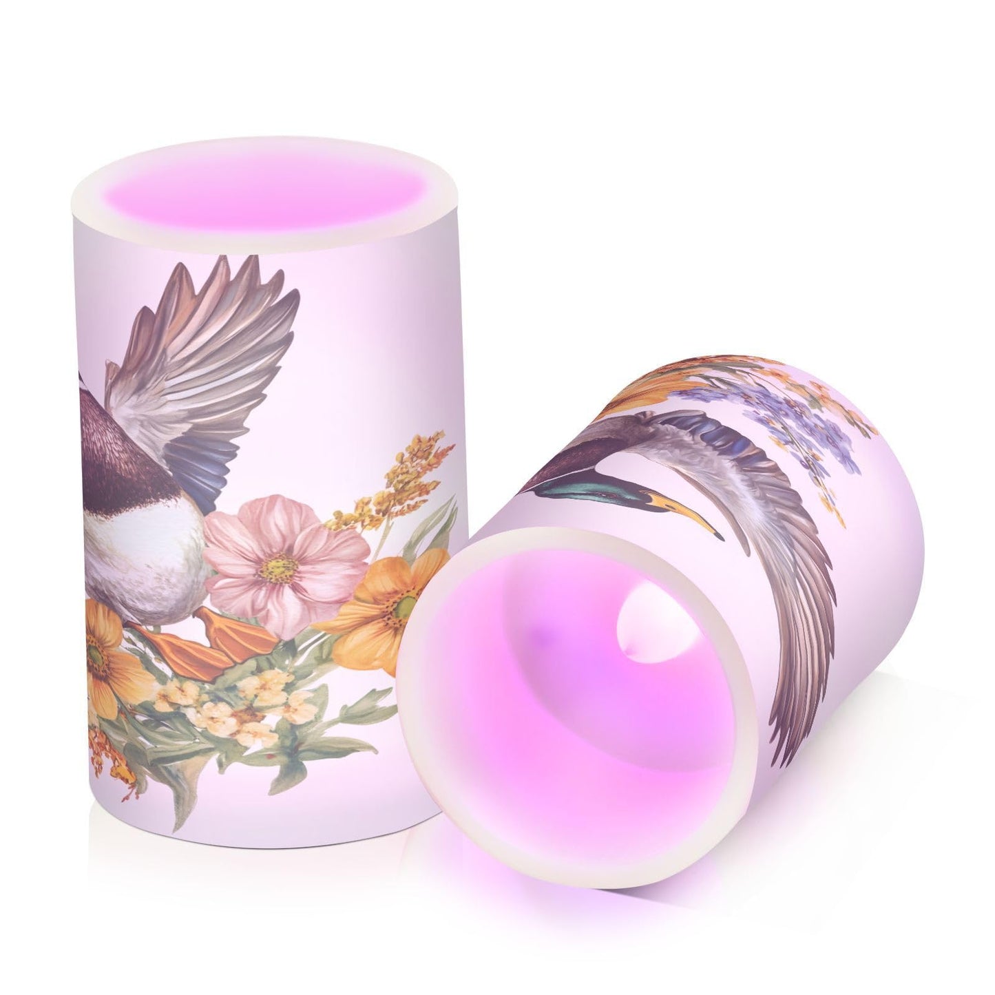 ALAZA Flickering Flameless Candles Mallard Duck Sunflowers Battery Operated Candles with Remote Timer LED Pillar Votive Candles Set of 2 for Holiday Decor