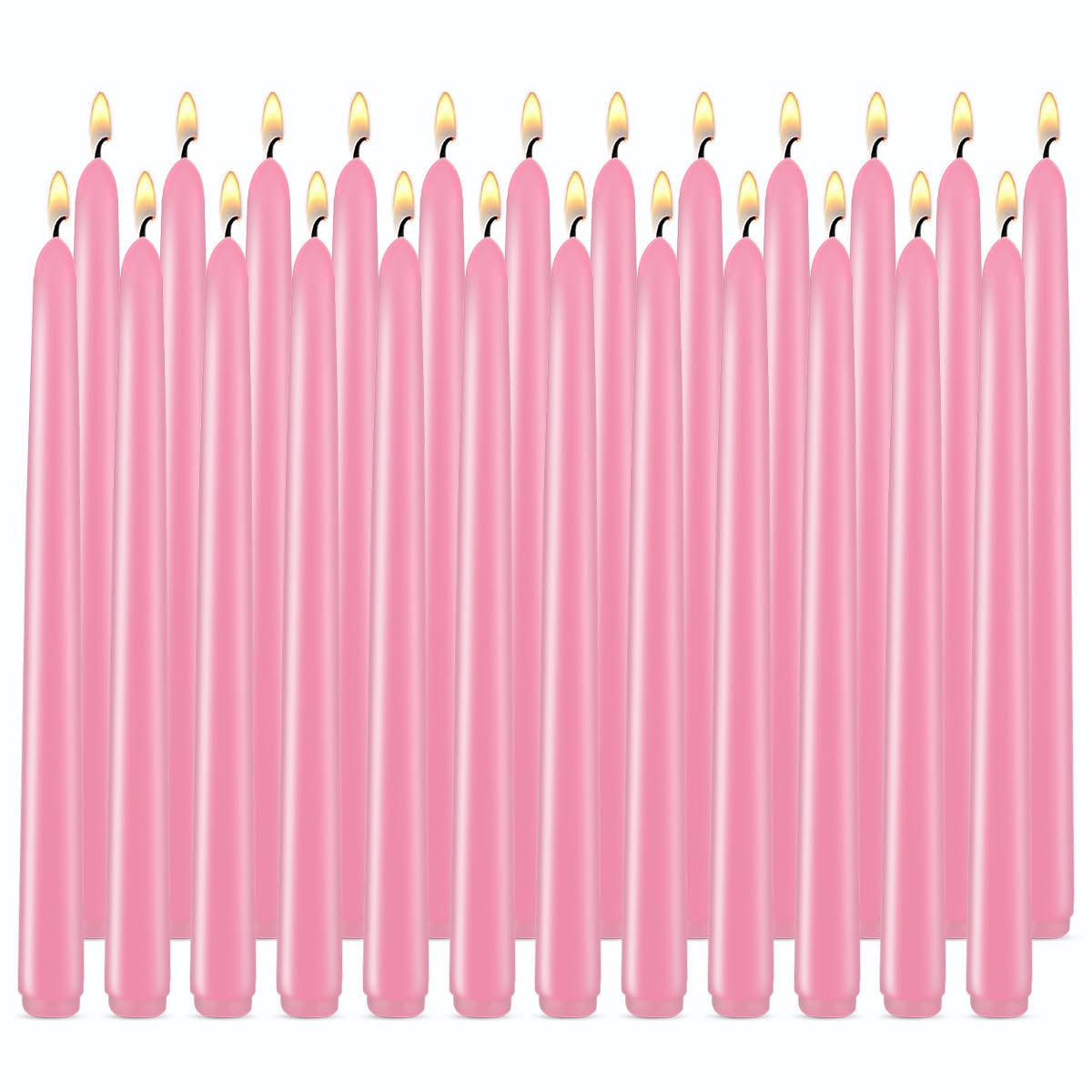 10 inch Cone-Shaped Candle, Set of 24 Smoke-Free, drip Free Wax, Long Burning, Used for Home Decoration, Churches, Celebrations, Parties (Pink)