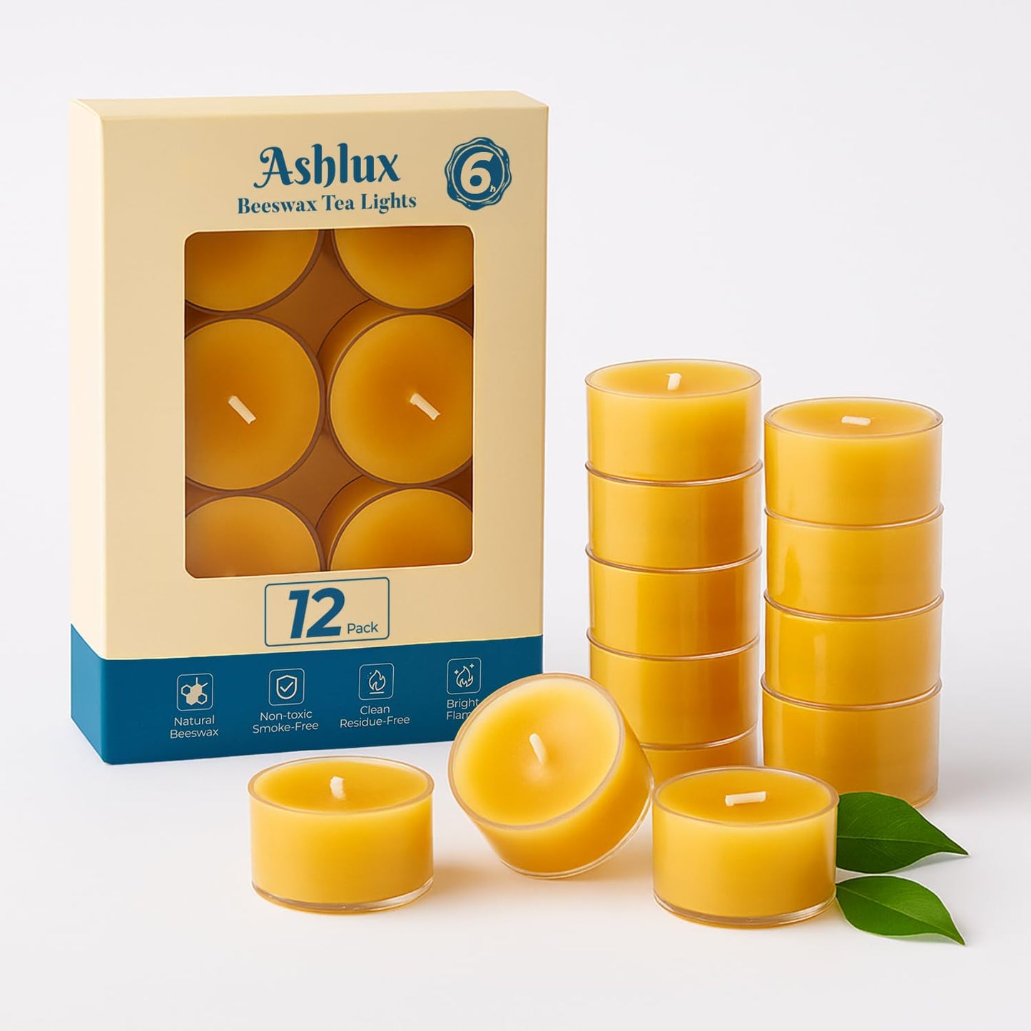 Beeswax Candle Set - 12PC Tea Lights + 12PC Taper Candles + 3PC Pillar Candles | Unscented Dripless Smokeless Clean Burning Long Lasting Candles for Wedding Home Decor Dinner Church Holiday
