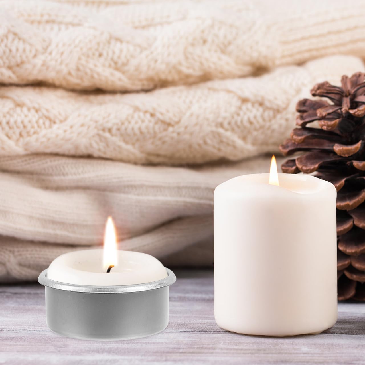DOITOOL 20Pcs Metal Tealight Cups Round Tea Light Tins Cups DIY Empty Candle Jars Decorative Candleholder for Christmas Wedding Table Decoration