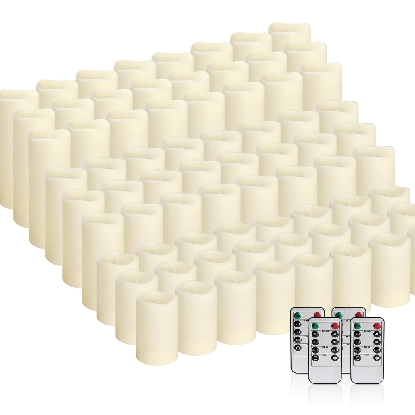 fclayvts 72-Pack LED Flameless Candles with Remote Control -Flickering Flameless Candles-Remote Timer Perfect for Wedding Parties, and Special Occasions(Three Sizes)