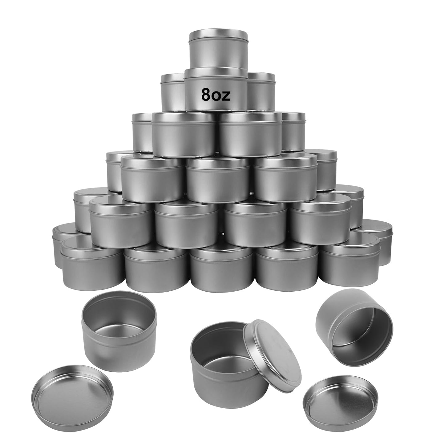 GENHAKON 36 Packs 8 oz Silvery Candle Tins, Bulk Candle Making Tins, Candle Making Jars for Making Candles
