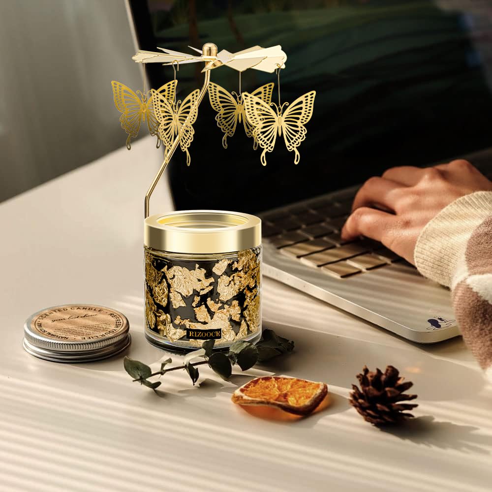 RIZOOCE Butterfly Candle Gifts for Women, Unique Valentines Day Friend Sister Mom Anniversary Christmas Birthday Gift- Rotatable Scented Candles