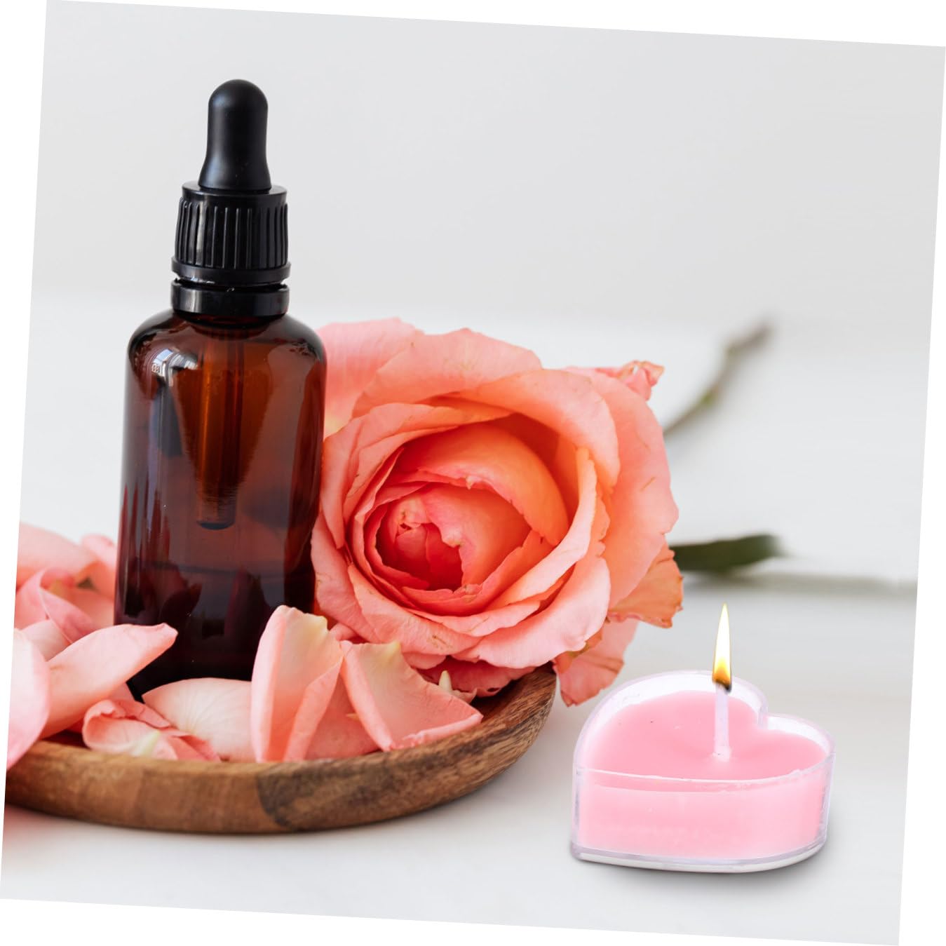 BUTIFULSIC 9Pcs Heart Shape Scented Candles Smokeless Tea Light Paraffin Wax with Fresh Rose Soft Flicker Glow for Wedding Valentines Day Home Party Decoration