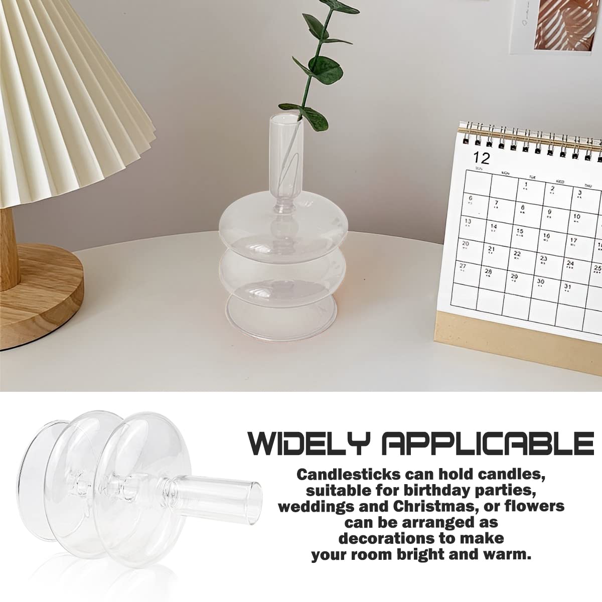 LNQ LUNIQI Clear Taper Candle Holders Glass Candle Stick Holder Modern Candle Holders for Tapered Candlesticks Wedding Reception Centerpieces Christmas（Transparent）
