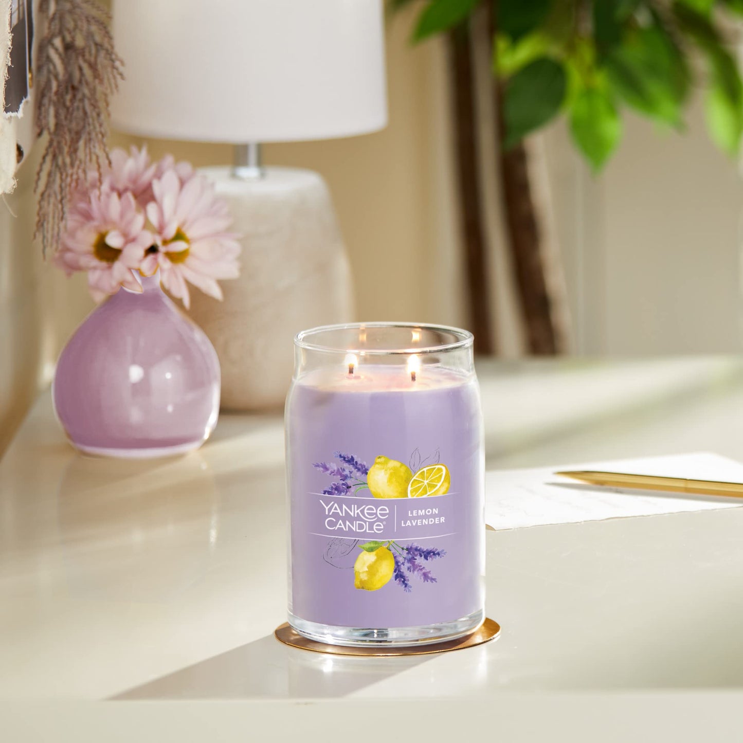 Yankee Candle Lemon Lavender Scented Signature 20oz Large Jar 2-Wick Candle Over 60 Hours of Burn Time