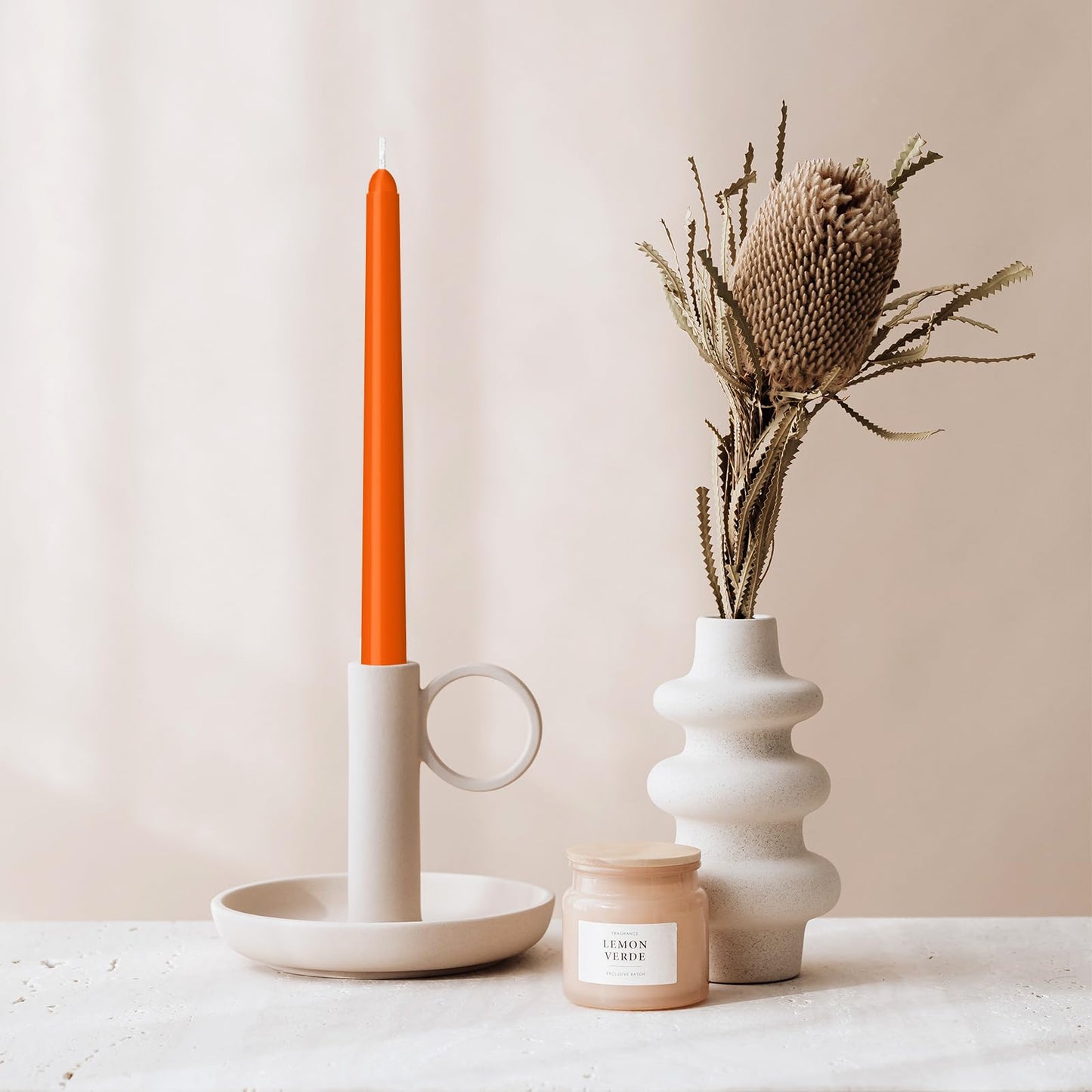 LYOBATH 4 Pack Orange Taper Candles - Taper Candles 10 Inch Dripless, Smokeless & Unscented - 8 Hours Long Burning - Ideal for Weddings, Dinner Parties, and Home Decor