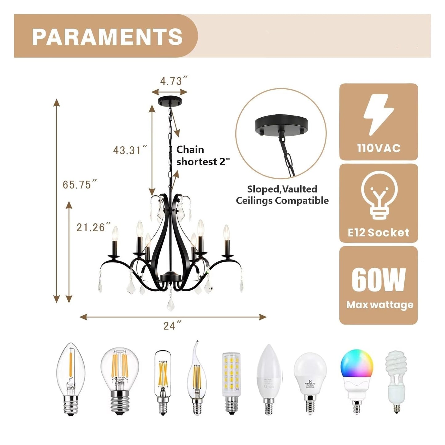 Modern Chandelier for Dining Room Living Room K9 Crystal Pendant Lighting Candle Chandeliers Home Decoration Light Fixtures,Comfortable Lighting