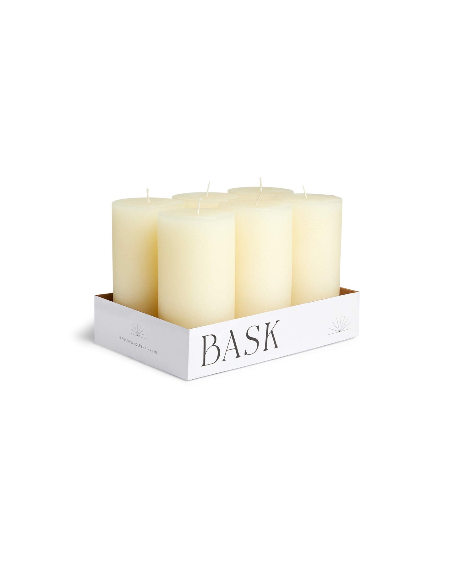 Mottled Pillar Candles by Bask - Set of 6-3" x 6" Dripless Unscented Candles in Ivory for Home Decor, Relaxation & All Occasions