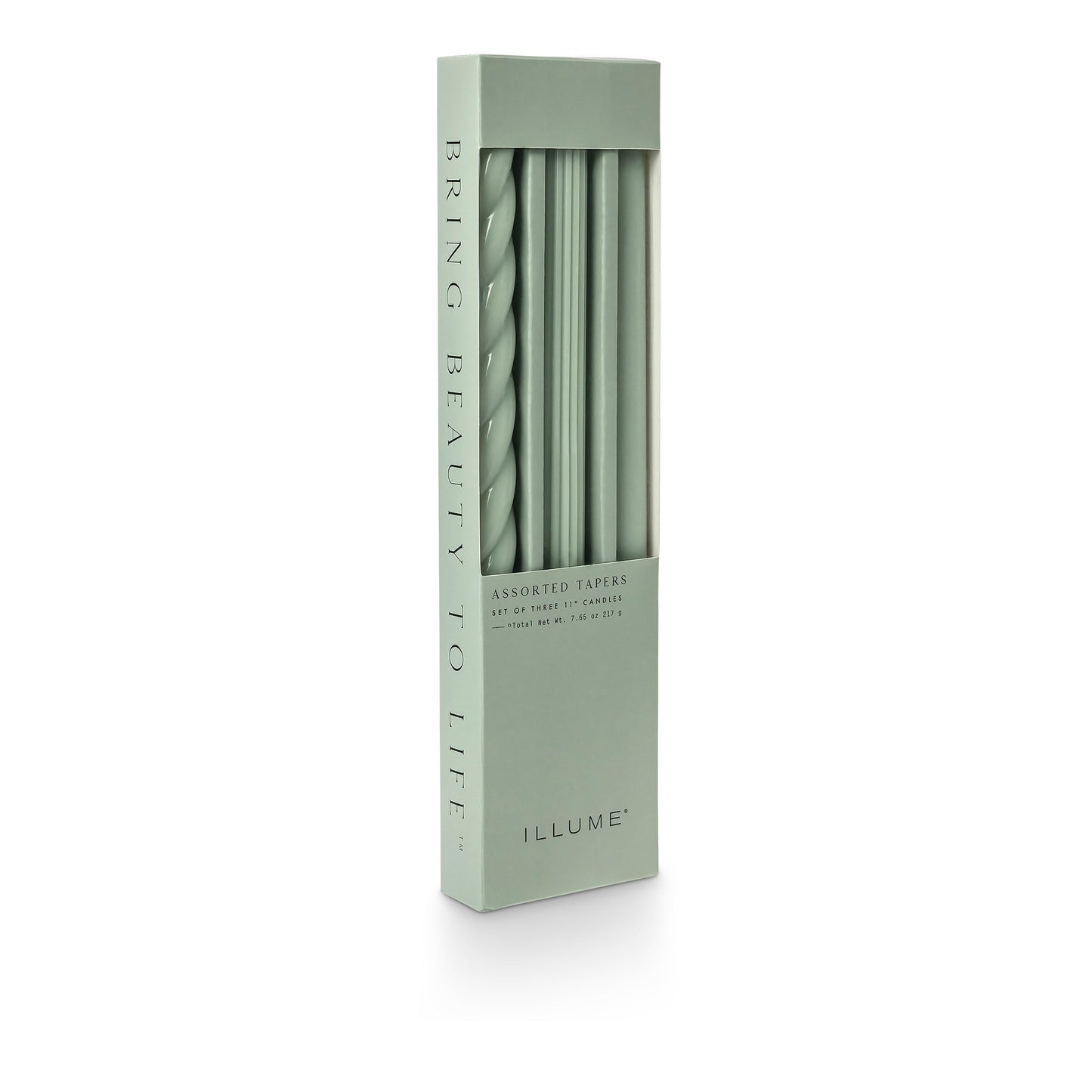 Illume Beautifully Done Unscented Assorted Candle Tapers 3-Pack, Sage Green