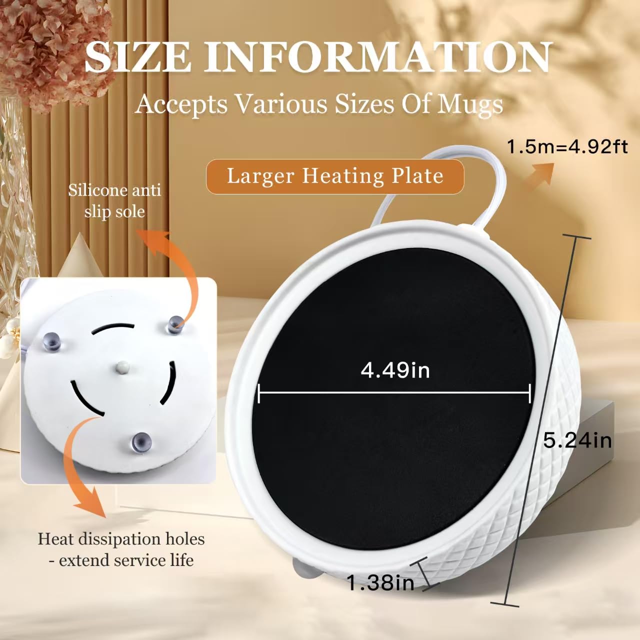 Candle Warmer Plate,with Timer Auto Shut Off Ceramic Electric Large Candle Wax Melt Warmer for Jar Candles, Mug Warmer for Coffee Cup Beverage Milk Tea for Home Office(White)