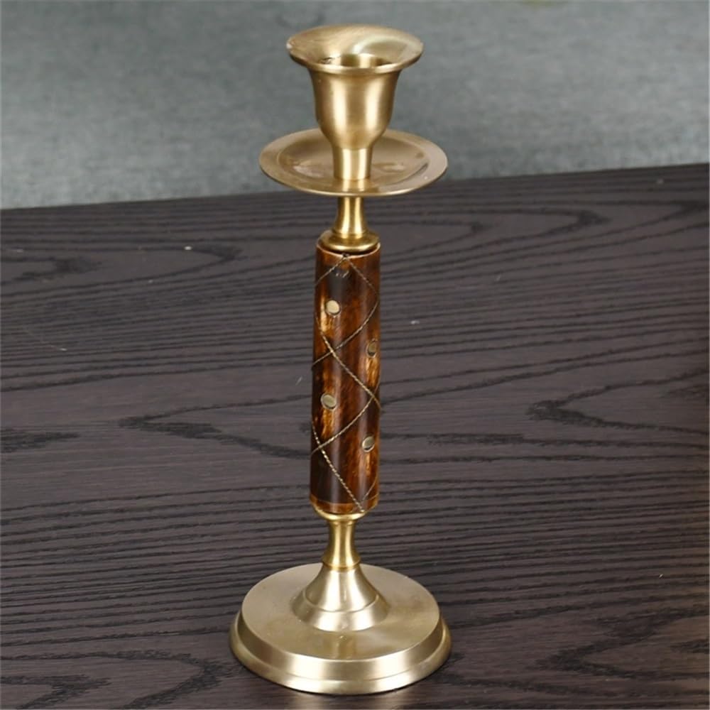 Candlestick Holders High-Grade Brass Candlestick Retro Handicraft Candlestick Home Restaurant Decoration Shooting Props Ornaments Candle Holders