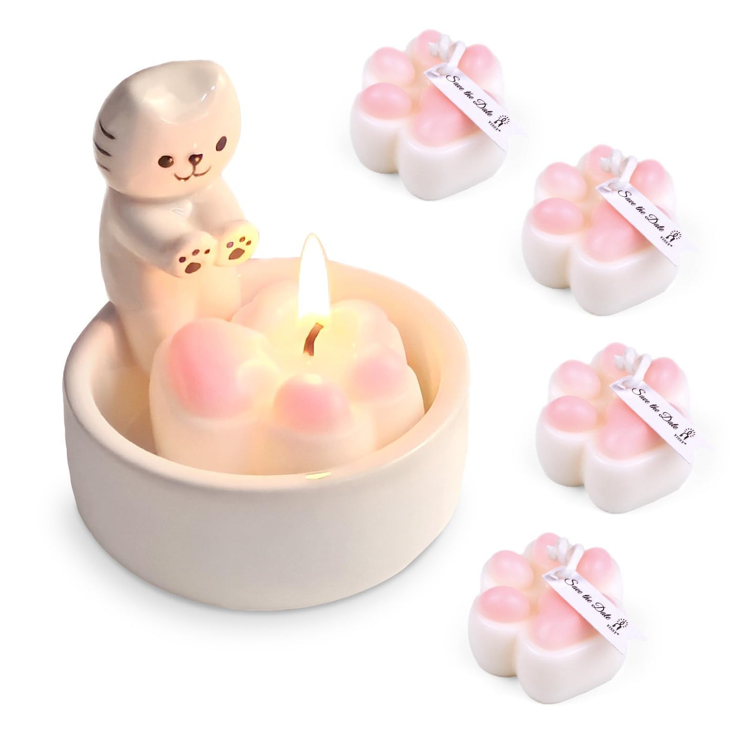 ProNature Cat Candle Holder, Ceramic Candlestick for Cute Candles - Ideal Gift for Cat Lovers, Women on Birthday or Housewarming, Perfect for Cozy Home Decor in Bedroom & Living Room
