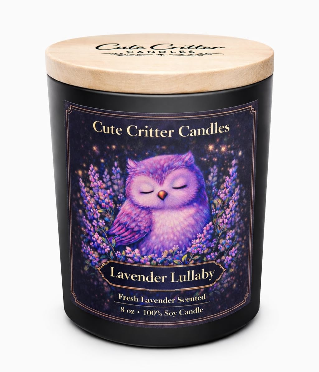 Cute Critter Candles Lavender Lullaby- 8 oz Soy Candle- Lavender Scented