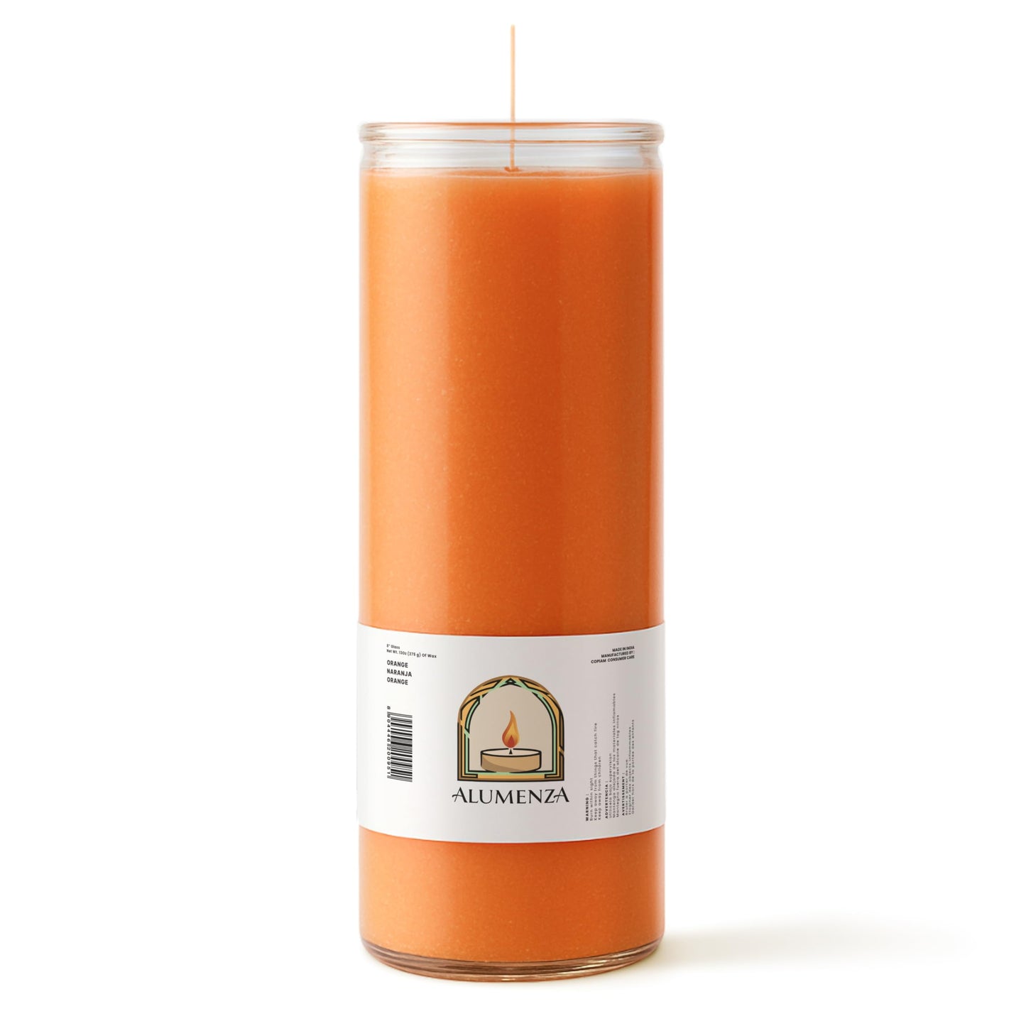 Alumenza Bulk 6 Pack Orange 7 Day Candles in Glass Jar – Paraffin Wax, Clean Burning Unscented | Large & Tall Devotional Prayer Pillar Candles for Home, Memorial, Spells, Long Lasting