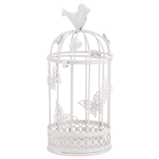 Candle Holders Hollow Out Candlestick Cage Shape Candle Holder Candlestick Holders Vintage Modern Decorative with Bird Decor for Home Decoration (White)