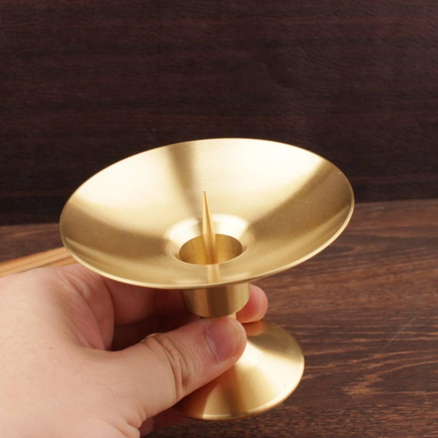 Generic Brass Candle Holder Traditional Golden Finish Candle Stand Decor for Worshipers