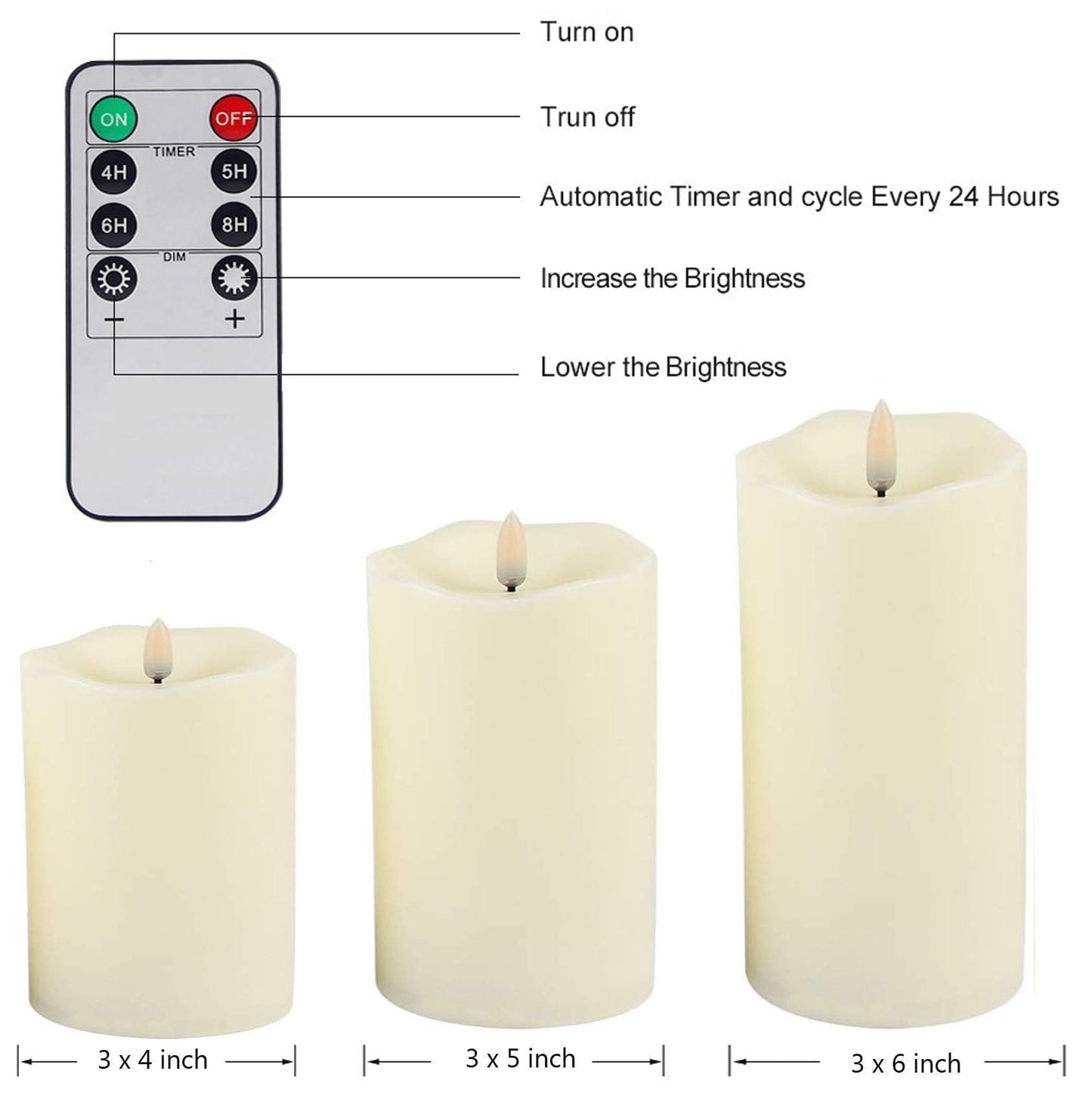 ANGELLOONG Flickering Flameless Candles, Realistic Battery Operated Candles with Remote and Timer, Set of 3 LED Candles for Room Fall Home Wedding Decor Centerpieces Table Party Valentines Decorations