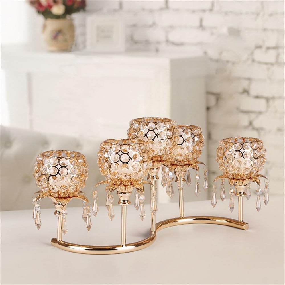cfycfy987 Candelabra European Crystal Candlestick Retro Luxury Candle Holder Ornaments for Living Room, Hotel, Wedding Candle Sticks Holder(Black)