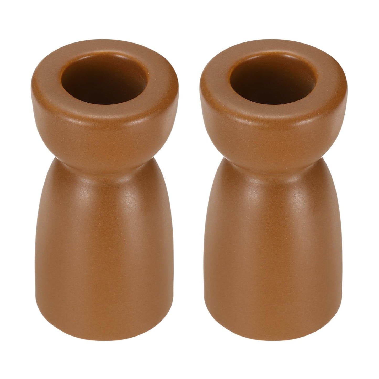 uxcell 2 Pack Candlestick Holder Brown Ceramic Taper Candle Holder Candle Stand Holders Modern Style Decoration for Centerpiece Tabletops Anniversary