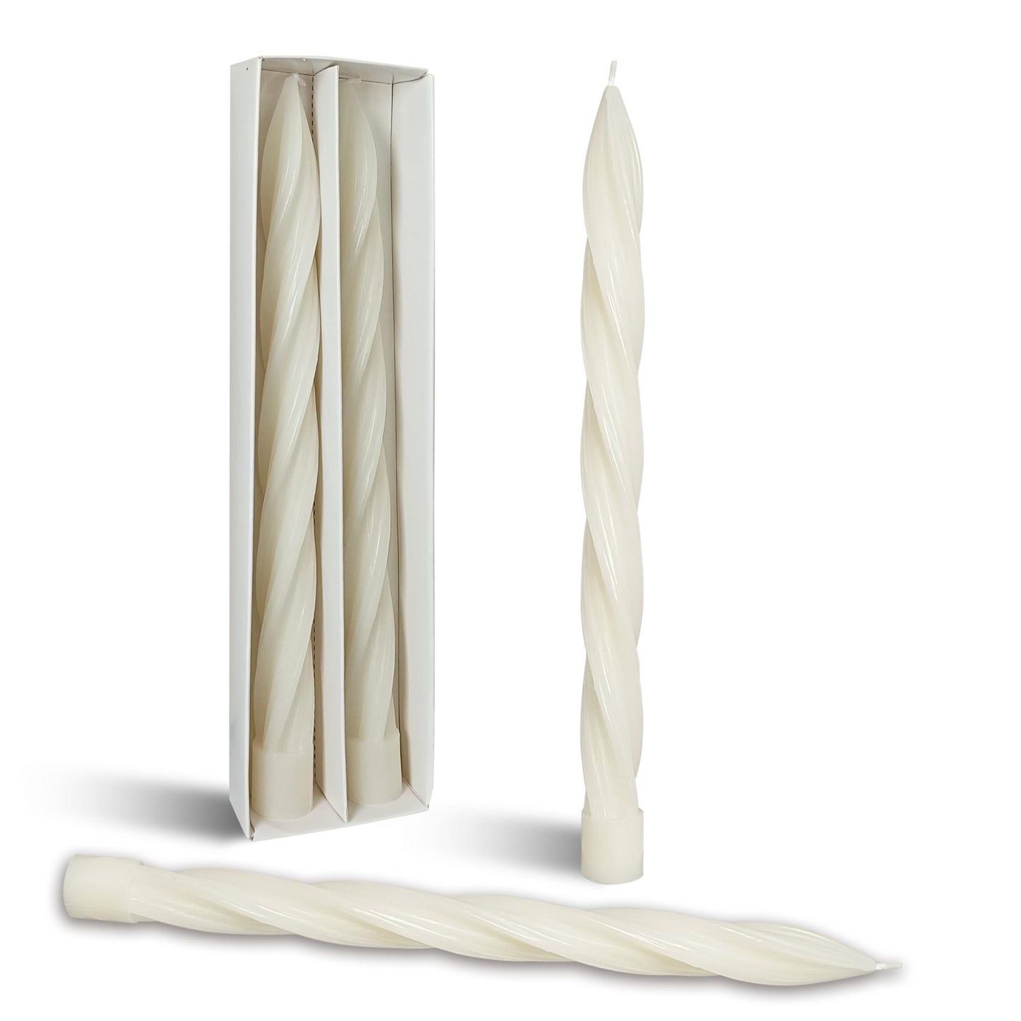 Milk White Twisted Taper Candles - 10 Inch Unscented Spiral Candlesticks, 2 PCS for Home Church Wedding Dinner Decor & Gifts