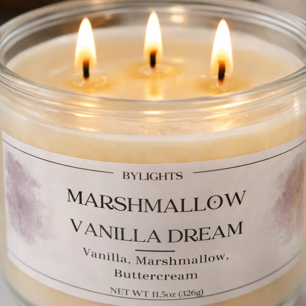 Velvet Apple Ember, Soy Wax Scented Candle, 11.5oz, 3 Wicks (Marshmallow Vanilla Dream)