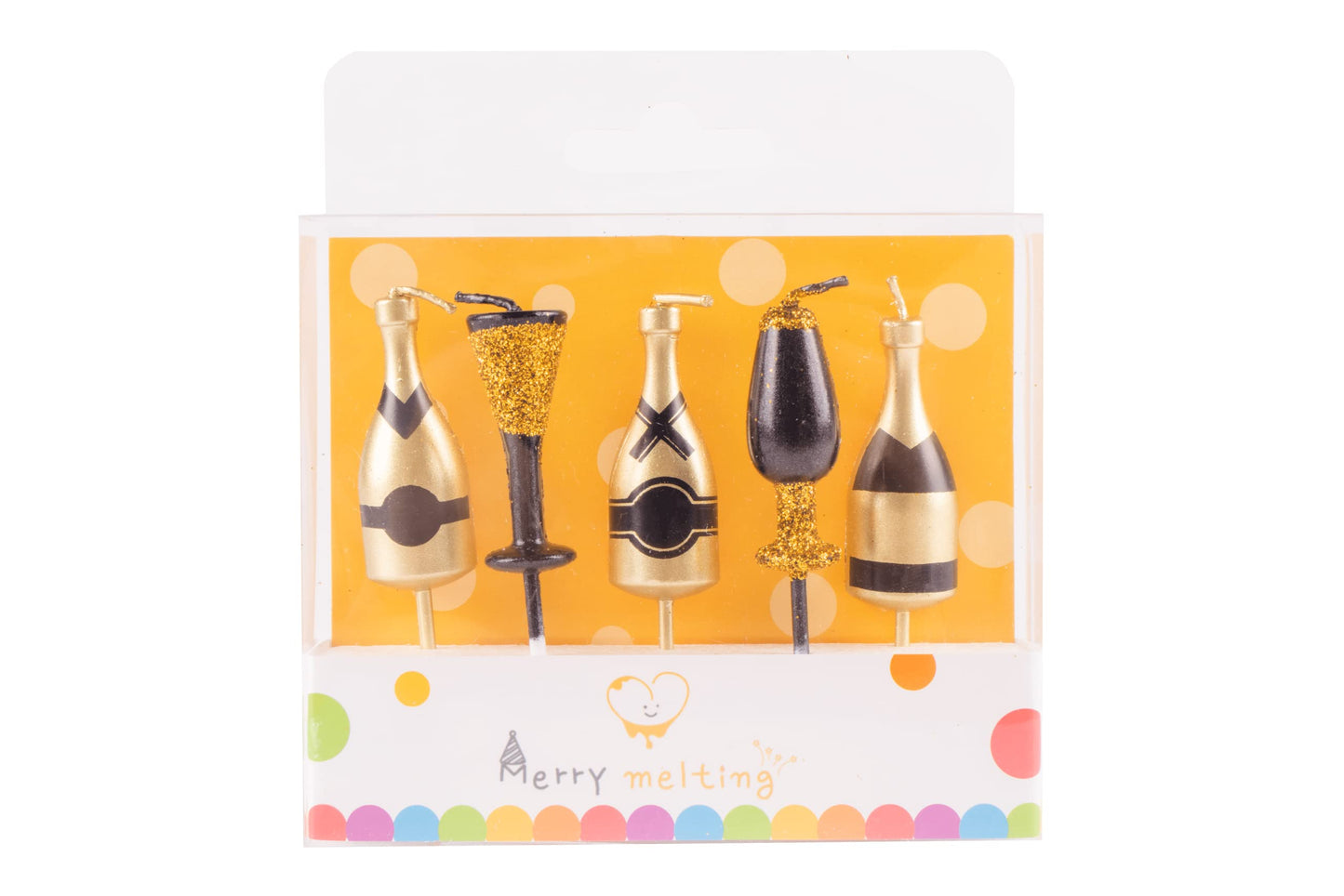 Merry Melting Birthday Candle for Cake Topper (Champagne Bottles Birthday Candle)