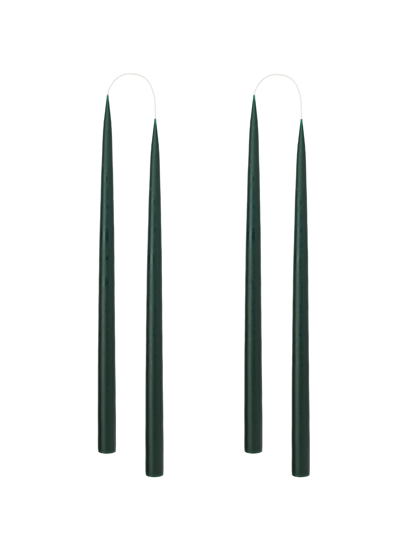 Kunstindustrien® Taper Candles – Set of 4, 13.8" – Made in Denmark, Long Burning Candles 15h, Unscented & Smokeless Candlesticks – Elegant Tall Candles for Weddings Dinners & Home Decor (Forest Green)