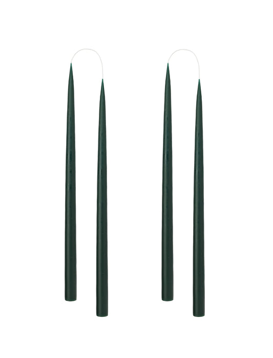 Kunstindustrien® Taper Candles – Set of 4, 13.8" – Made in Denmark, Long Burning Candles 15h, Unscented & Smokeless Candlesticks – Elegant Tall Candles for Weddings Dinners & Home Decor (Forest Green)