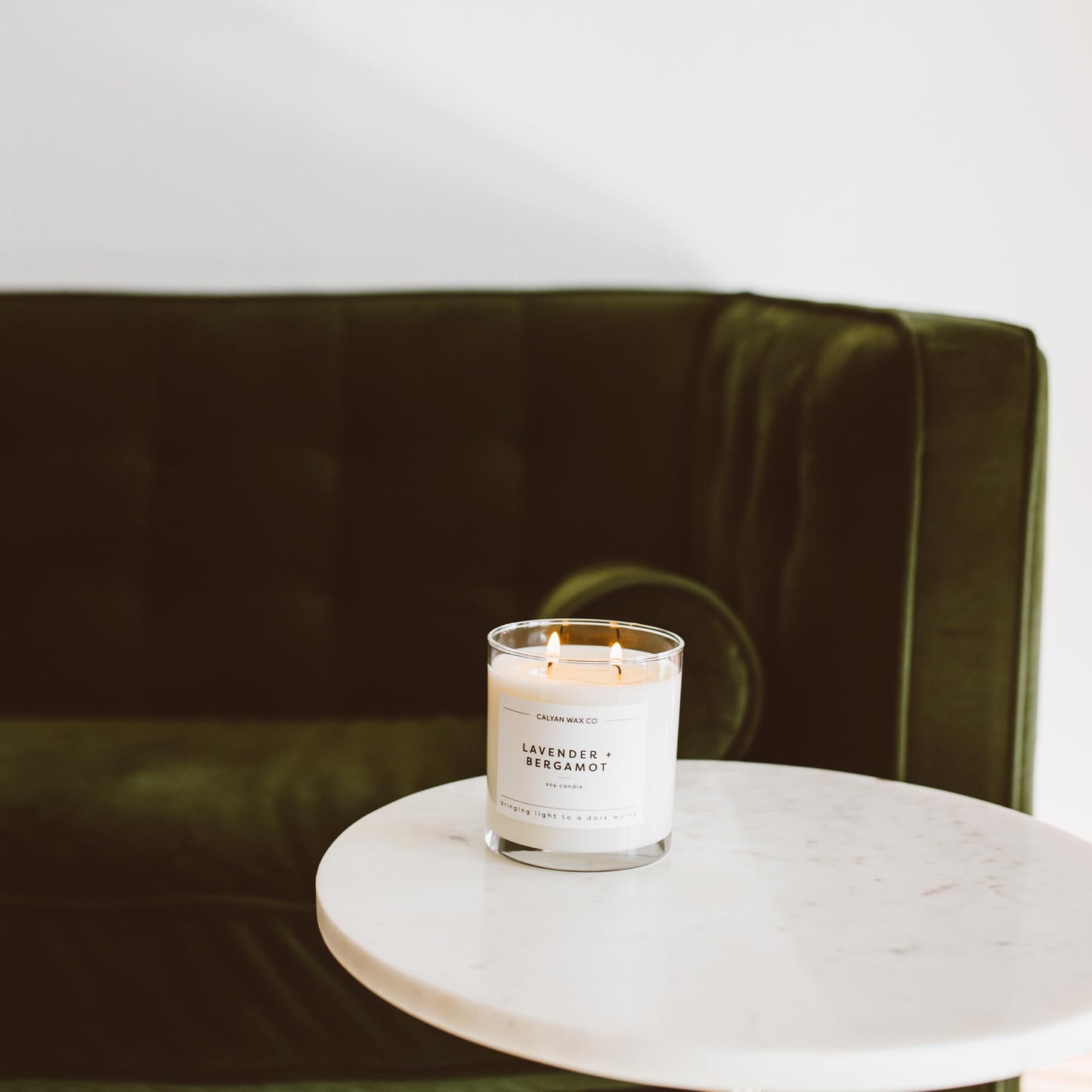 Calyan Wax Co. Lavender & Bergamot 2 Wick Scented Candle - 37 Hour Burn - Luxury Clean Soy Wax Candles - Long Lasting Large Glass Jar Candle for Home - 8.8oz