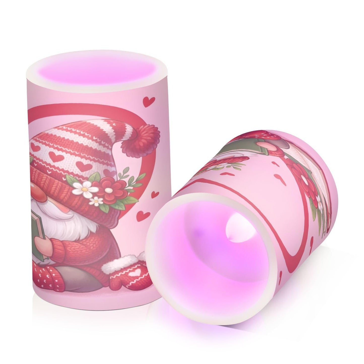 ALAZA Gnome Book Heart Flickering Flameless Candles Pillar Led Candles Battery Operated Candles with Remote and Timers Set of 2