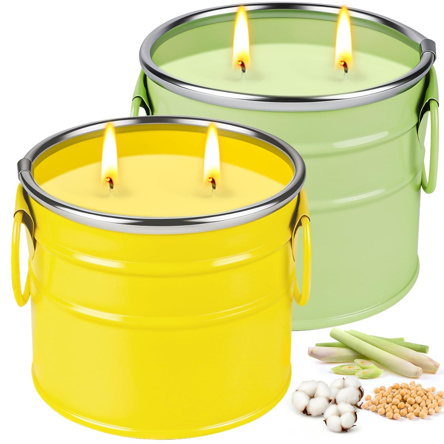 Citronella Candles Outdoor,2 Pack 20oz Large Soy Wax Lemongrass Candles,Summer Outside Decorative Jar Scented Candles for Outdoor Patio,Garden,Balcony,Backyard & Camping