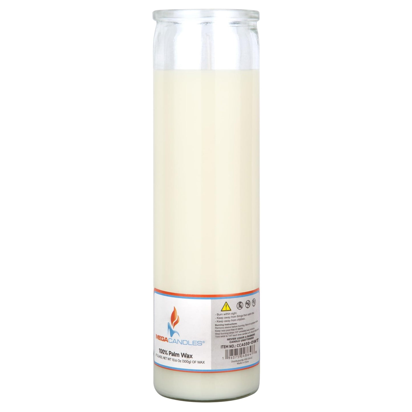 Mega Candles 1 pc Unscented Off White Glass Container Devotional Prayer Candles, Shortening Wax Candle 2 Inch x 8 Inch, Sanctuary, Vigils, Prayers, Spiritual, Blessings, Religious, Altar, Remembrance