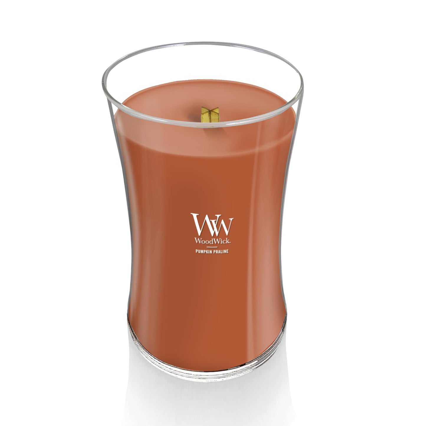 WoodWick Pumpkin Praline Holiday Candle Gifts for Women and Men, 21.5 oz Large Hourglass Candle with Crackling Wick
