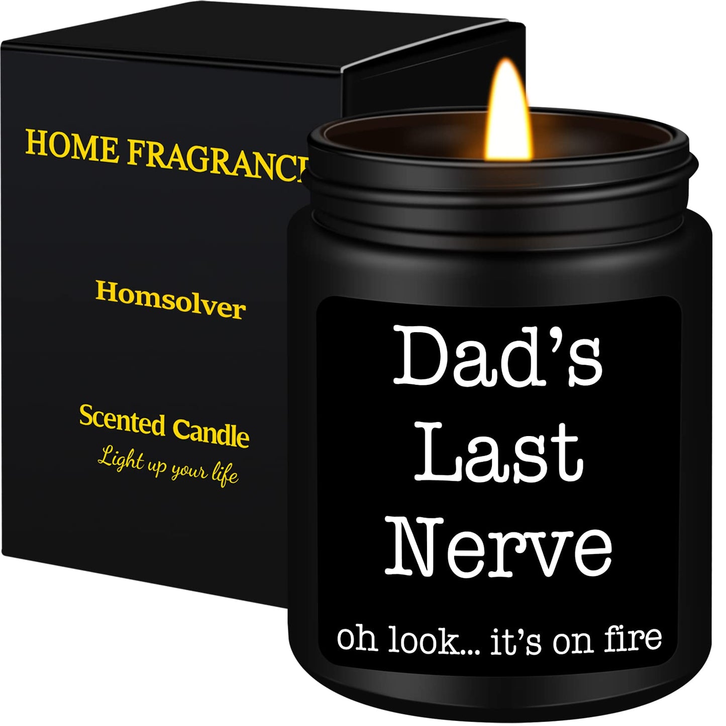 Homsolver Dad Gifts from Daughter Son, Gift for Dad Who Wants Nothing, Birthday Fathers Day Christmas for Stepdad Adoptive Father, Dad's Last Nerve Sandalwood Scented Candle