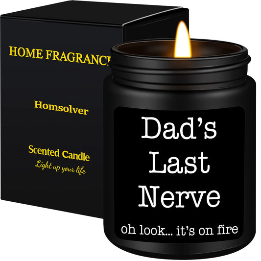 Homsolver Dad Gifts from Daughter Son, Gift for Dad Who Wants Nothing, Birthday Fathers Day Christmas for Stepdad Adoptive Father, Dad's Last Nerve Sandalwood Scented Candle
