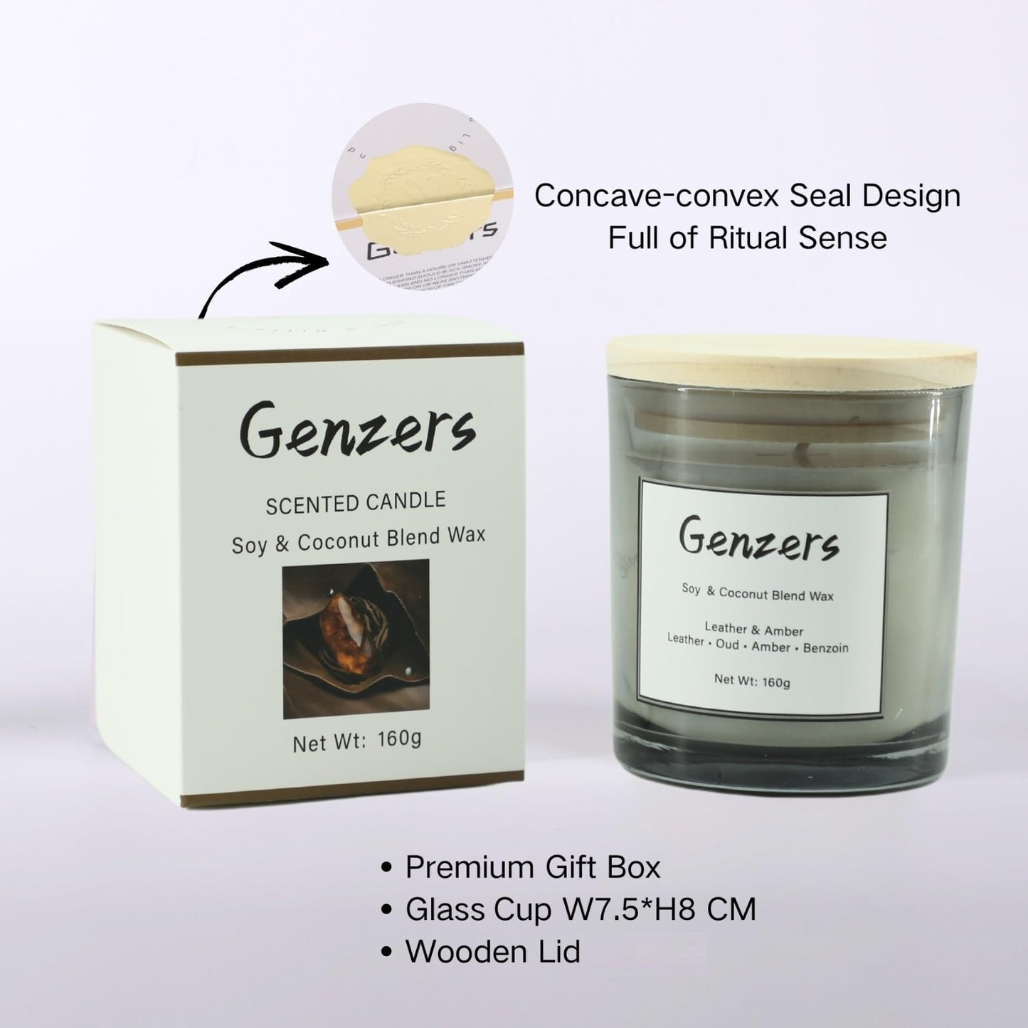 Amber and Leather Scented Candle Gift for Men,Woody Scent Candle Clean Burning,Perfumed Candles Patchouli Scent,Jar Candle for Warmer Lamp,Non Toxic Vegan Candle with Cotton Wick
