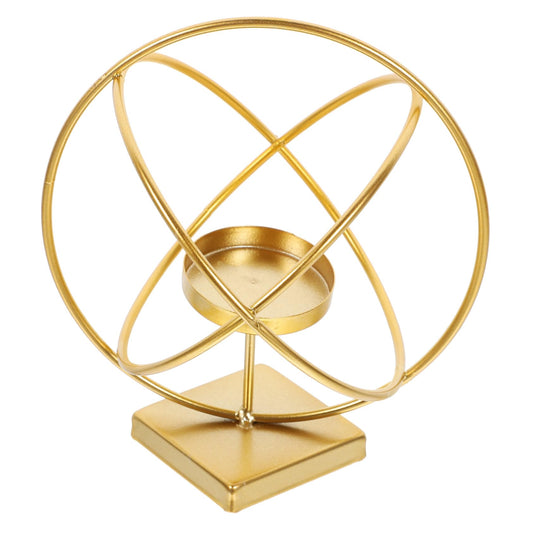 CONGARTENO Vintage Nordic Style Metal Taper Candle Holder Hollow Out Iron Candlestick for Home Decor Retro Desktop Centerpiece Elegant Gold Finish for Warm Family Atmosphere